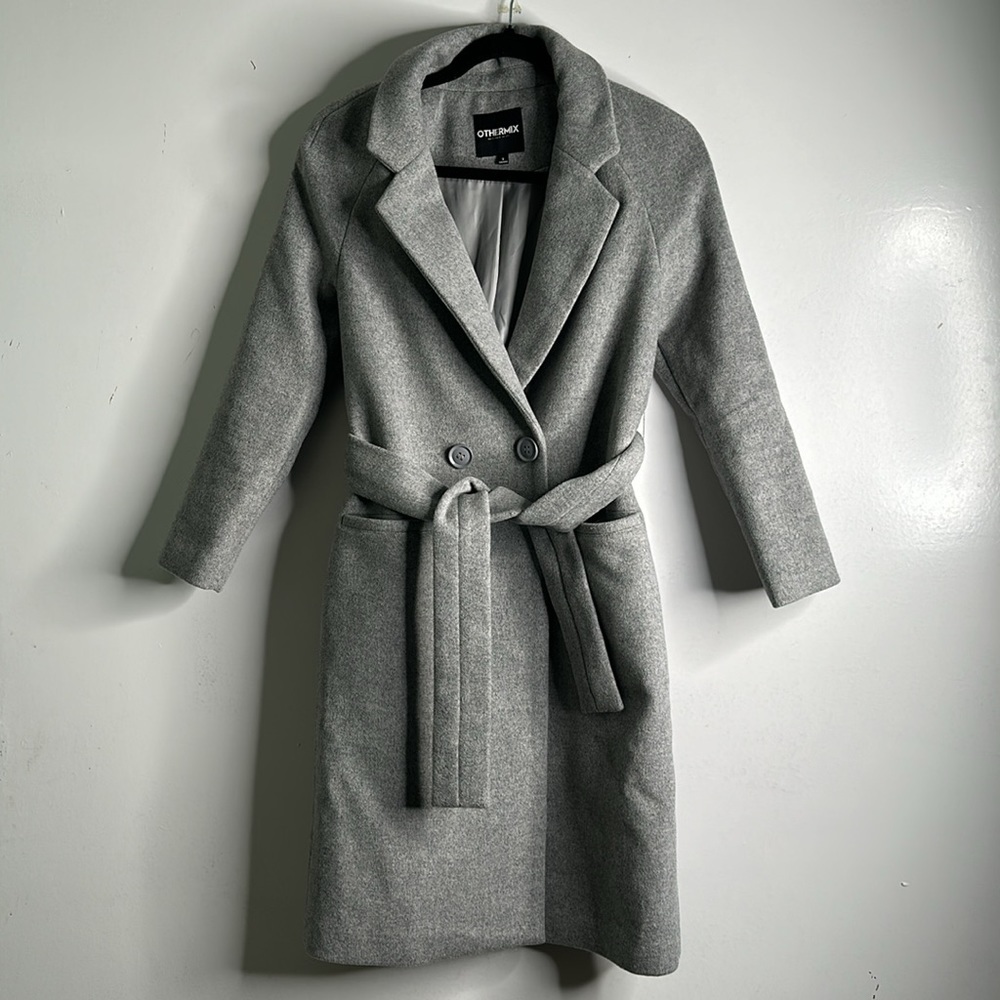 Othermix gray wool blend double breasted coat size small
